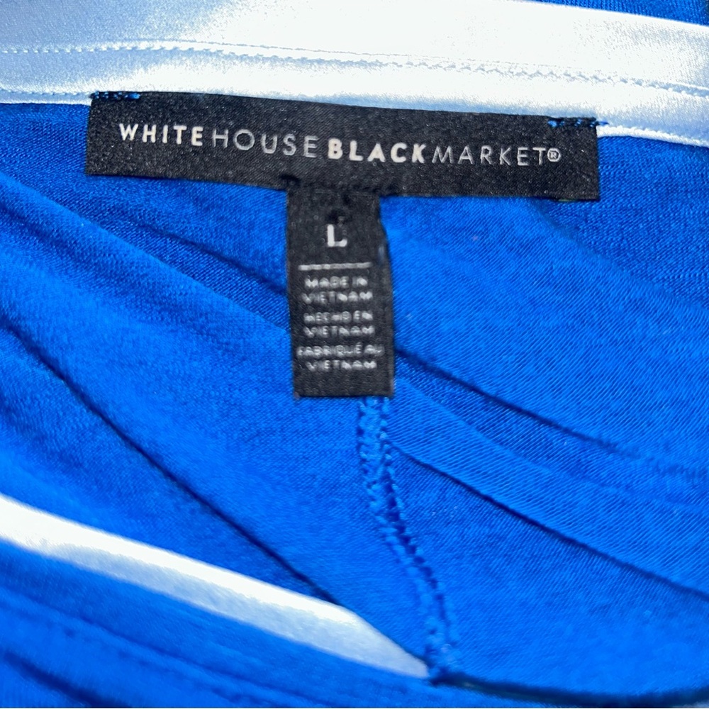 White House Black Market Top Womens Large L Blue 3/4 Sleeve Blouse Shirt Tunic - Picture 3 of 4